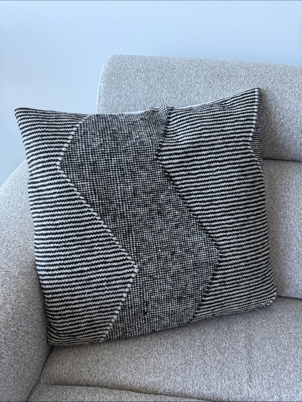 CB2 Black & White Chevron Knit Accent Pillow